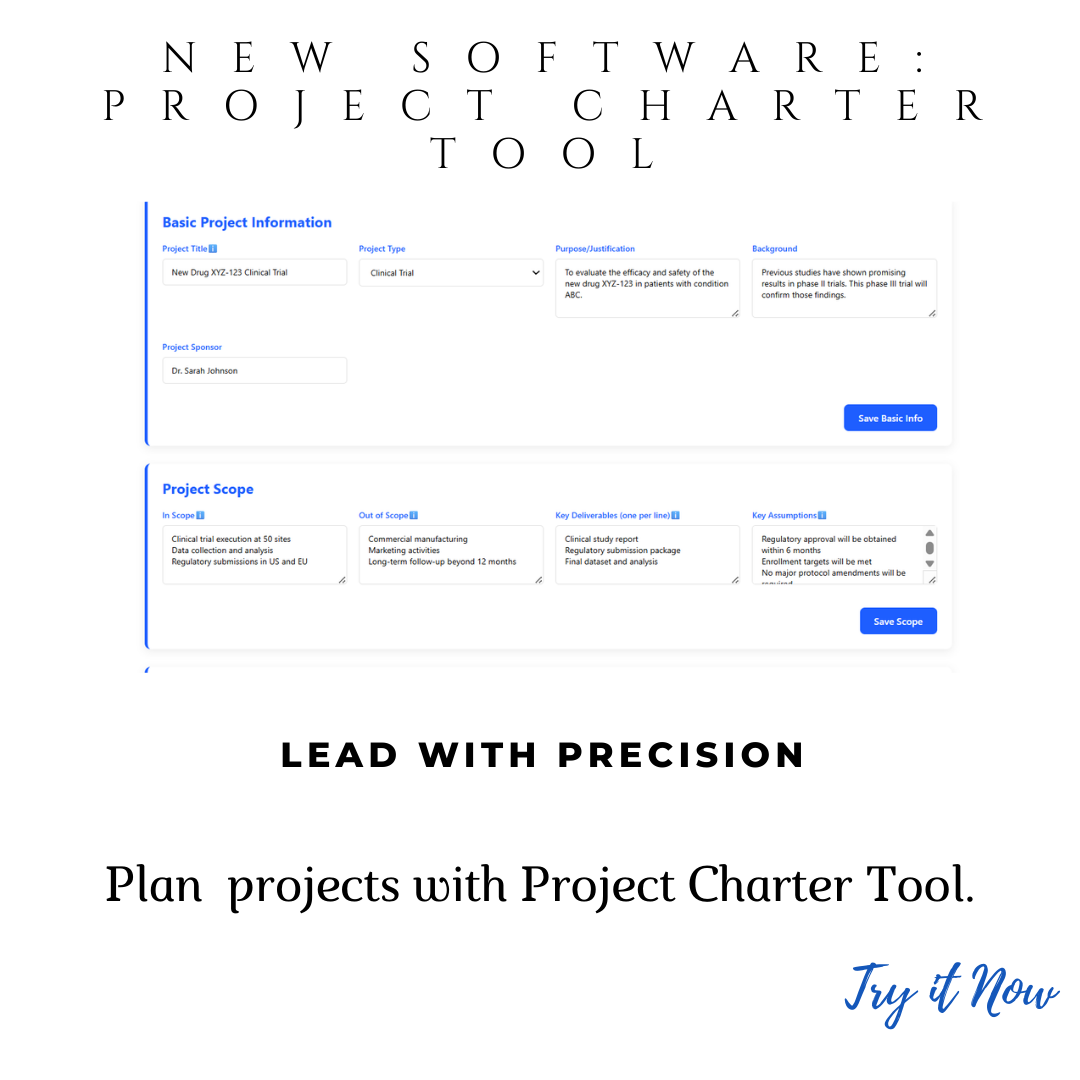 Project Charter Software for Pharma Initiatives & Regulatory Compliance