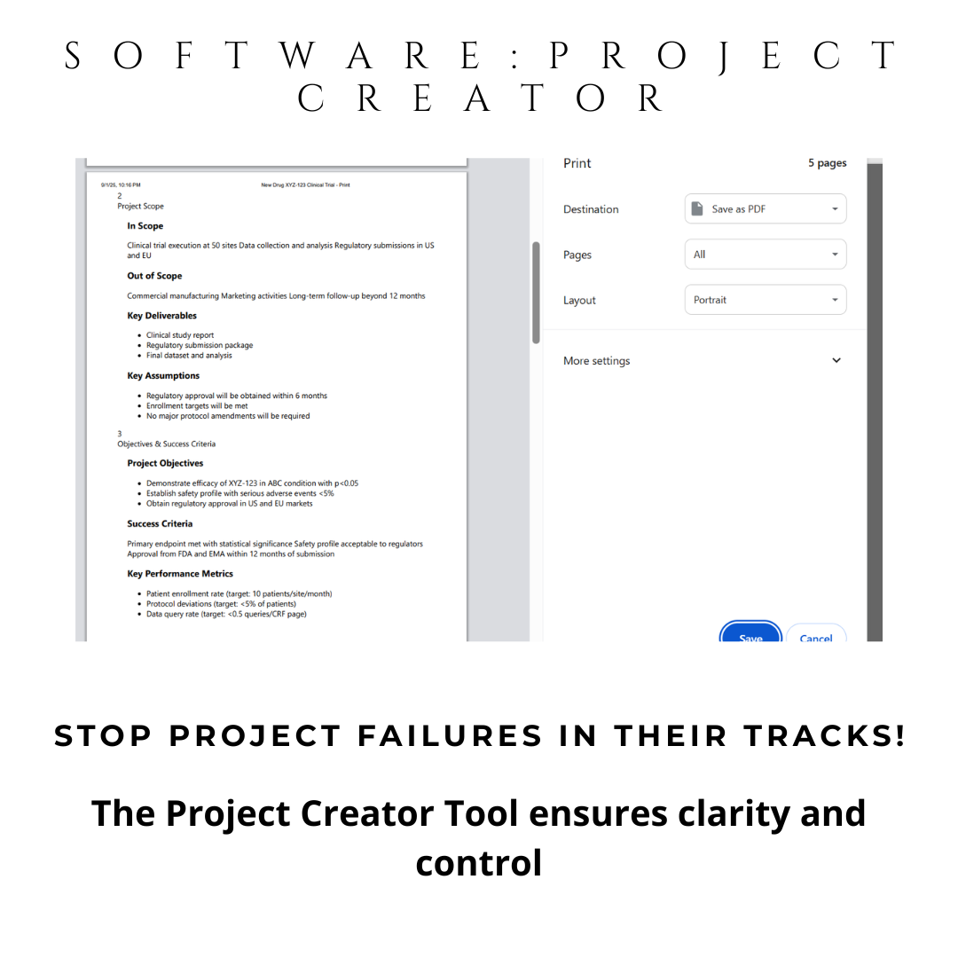 Project Creator Tool: Comprehensive Digital Planner for Automated project Charter, KPI Tracking & Stakeholder Management