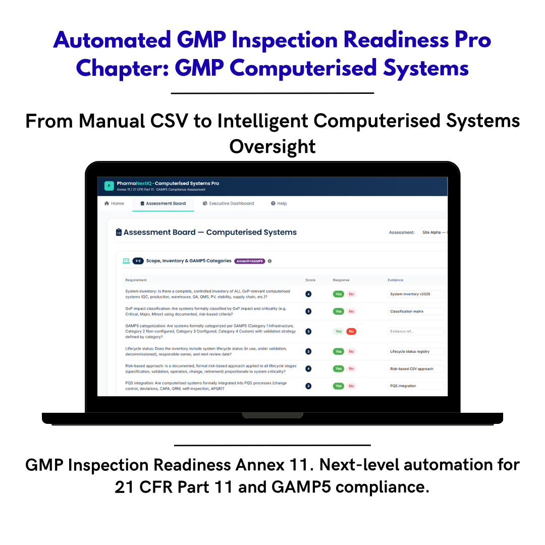 Inspection Readiness Annex 11 — Computerised Systems GMP GAMP5 Self-Assessment Framework