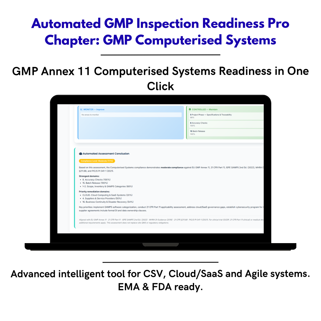 Inspection Readiness Annex 11 — Computerised Systems GMP GAMP5 Self-Assessment Framework