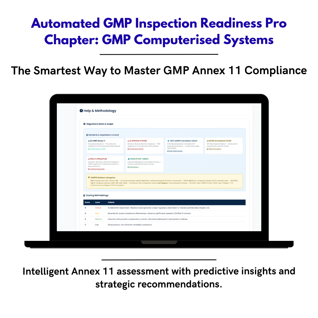 Inspection Readiness Annex 11 — Computerised Systems GMP GAMP5 Self-Assessment Framework
