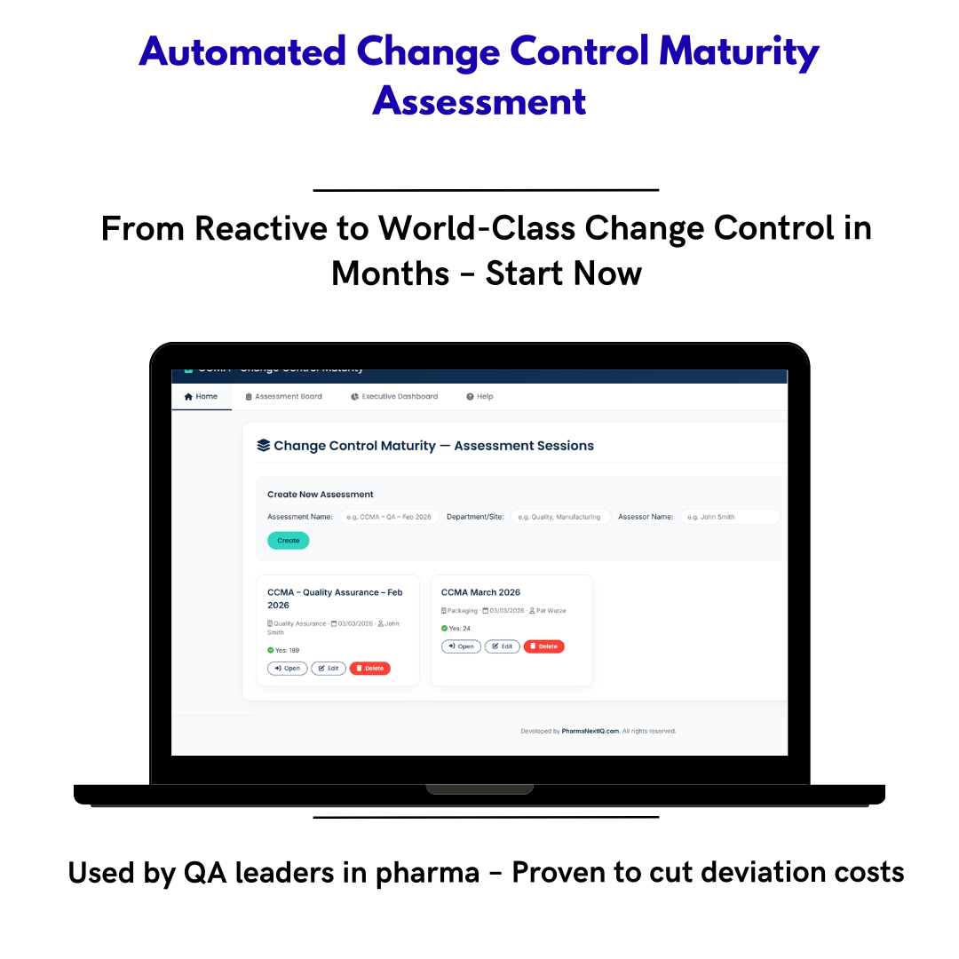 Change Control Maturity Assessment (CCMA) – La única herramienta digital para evaluar y elevar la madurez de tu sistema de Gestión de Cambios en la industria farmacéutica
