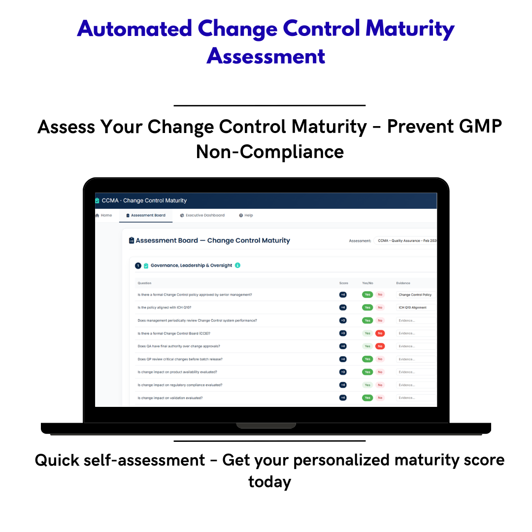 Change Control Maturity Assessment (CCMA) – La única herramienta digital para evaluar y elevar la madurez de tu sistema de Gestión de Cambios en la industria farmacéutica