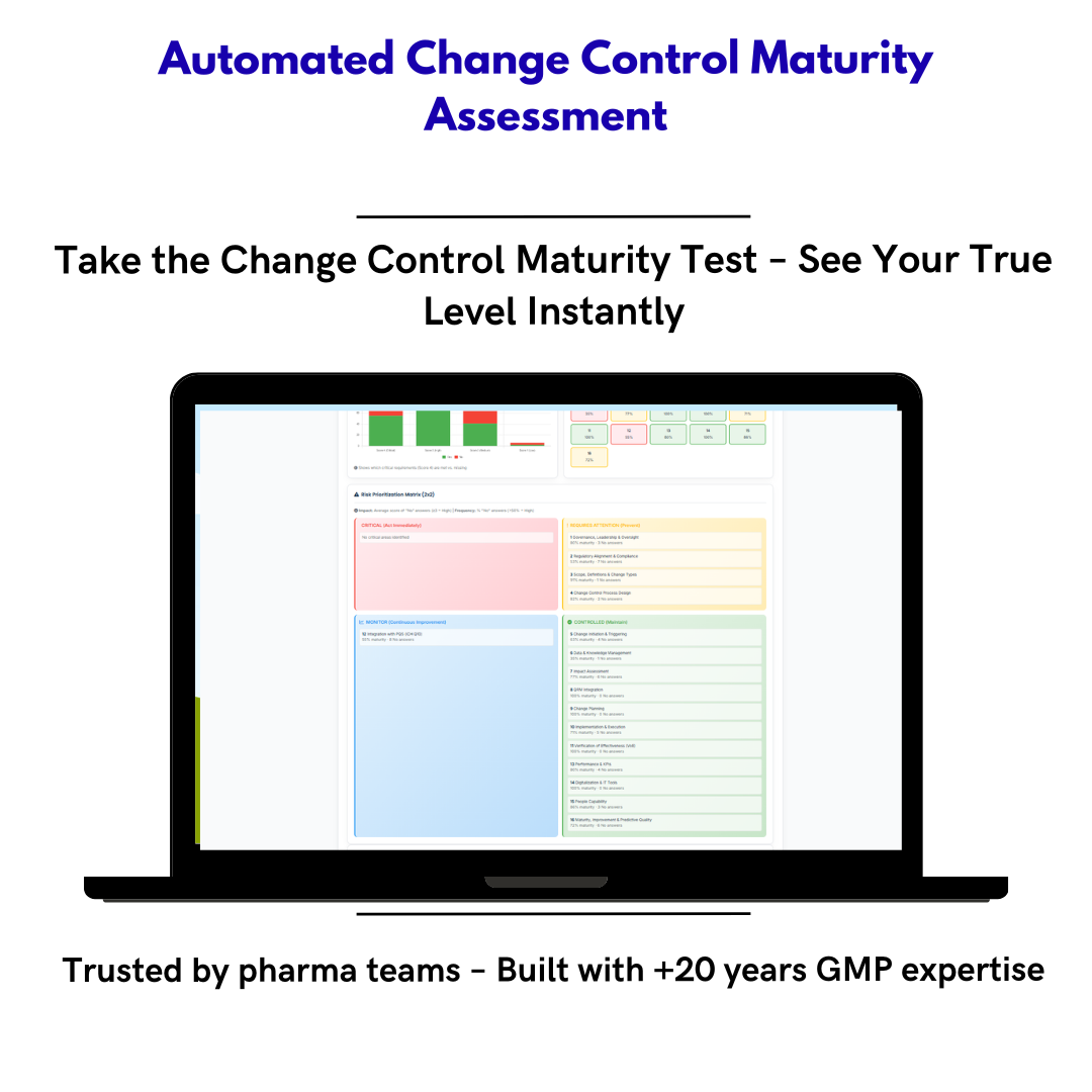 Change Control Maturity Assessment (CCMA) – La única herramienta digital para evaluar y elevar la madurez de tu sistema de Gestión de Cambios en la industria farmacéutica