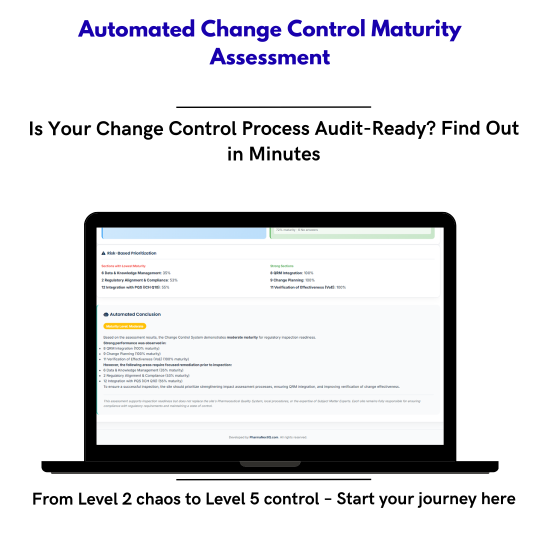 Change Control Maturity Assessment (CCMA) – La única herramienta digital para evaluar y elevar la madurez de tu sistema de Gestión de Cambios en la industria farmacéutica