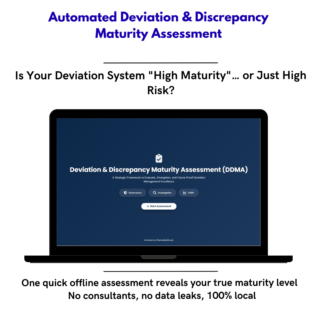 Deviaciones & Discrepancias Maturity Assessment: Evalúa tu Sistema de Desviaciones en Minutos sin Consultor – DDMA Automatizado (GMP & ISPE)