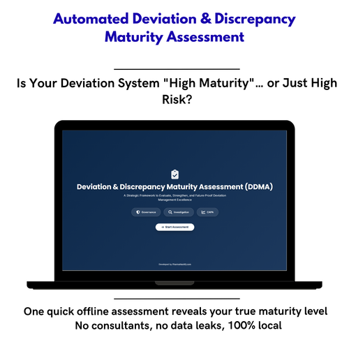 Deviaciones & Discrepancias Maturity Assessment: Evalúa tu Sistema de Desviaciones en Minutos sin Consultor – DDMA Automatizado (GMP & ISPE)