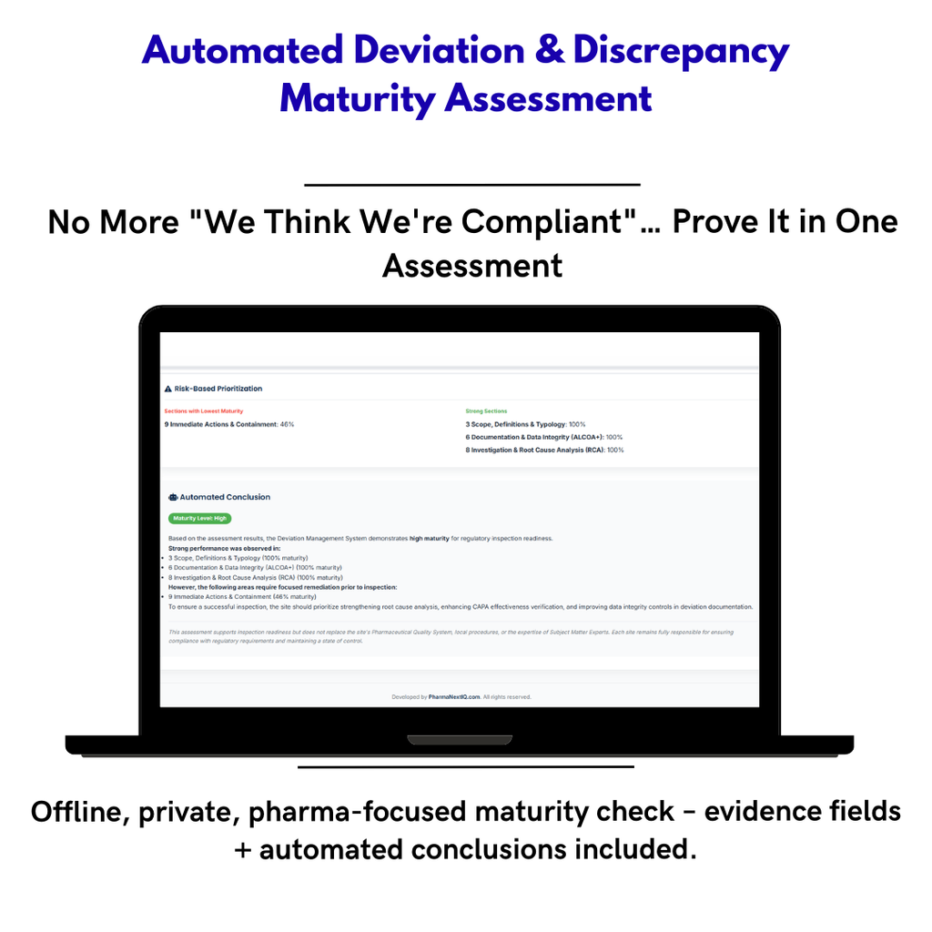 Deviaciones & Discrepancias Maturity Assessment: Evalúa tu Sistema de Desviaciones en Minutos sin Consultor – DDMA Automatizado (GMP & ISPE)