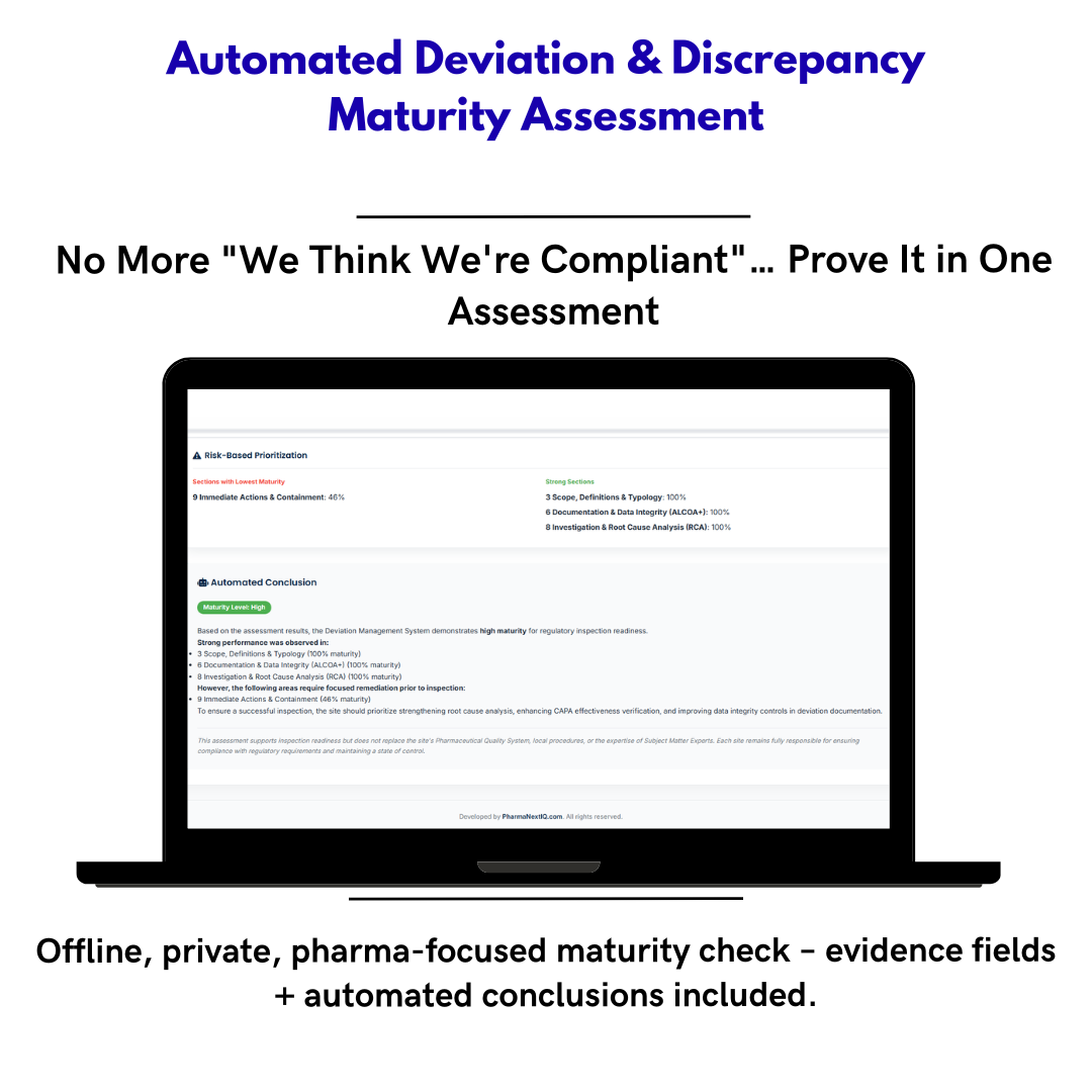 Deviaciones & Discrepancias Maturity Assessment: Evalúa tu Sistema de Desviaciones en Minutos sin Consultor – DDMA Automatizado (GMP & ISPE)