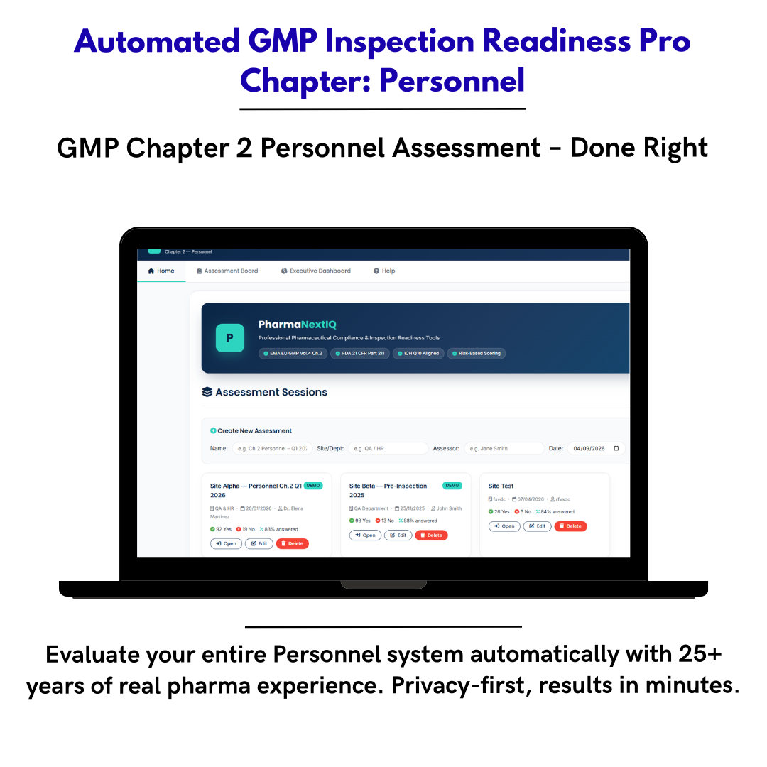 Inspection Readiness Chapter 2 — Personnel GMP Compliance Self-Assessment Framework