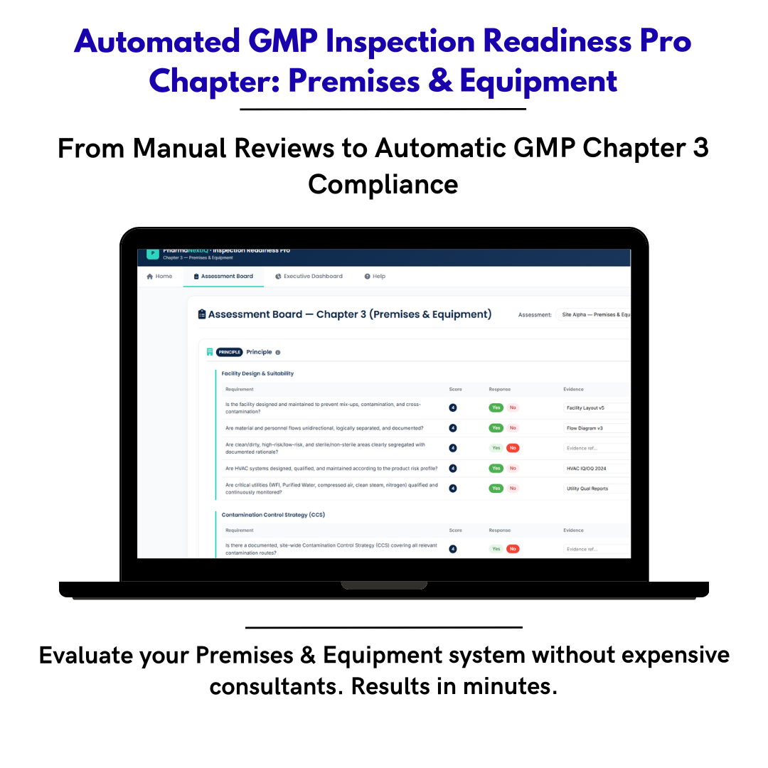 Inspection Readiness Chapter 3 — Premises & Equipment GMP Self-Assessment Framework