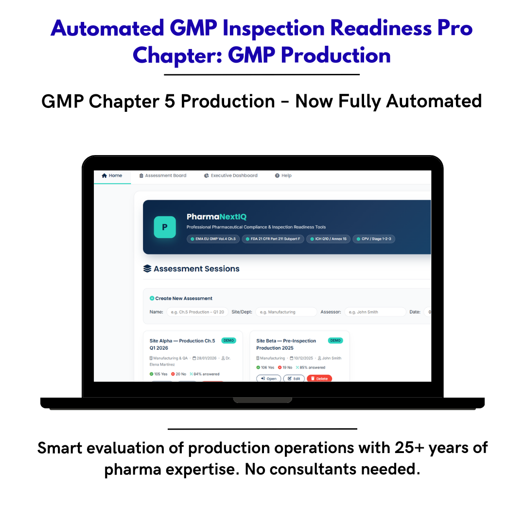 Inspection Readiness Chapter 5 — Production & Process Validation GMP Self-Assessment Framework