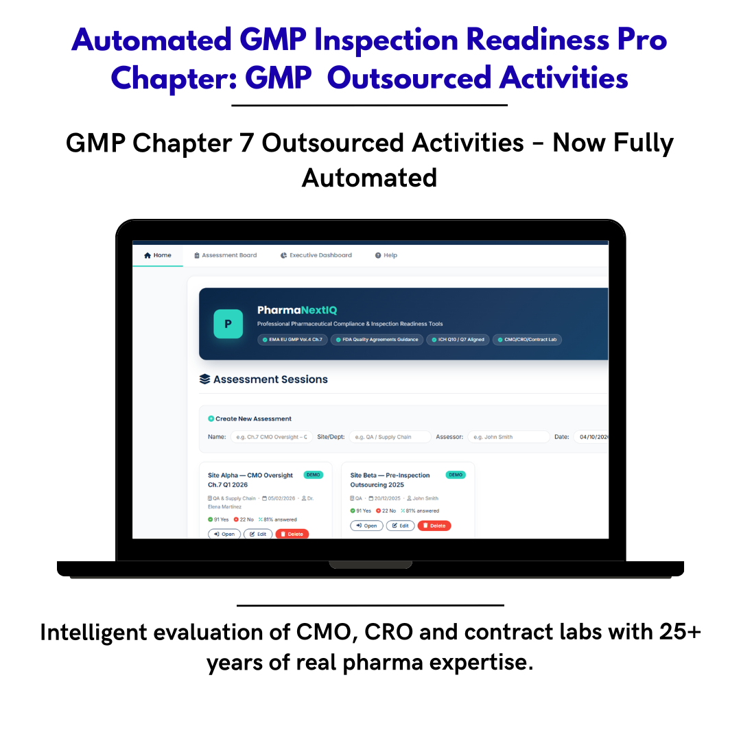 Inspection Readiness Chapter 7 — Outsourced Activities & Vendors GMP Self-Assessment Framework