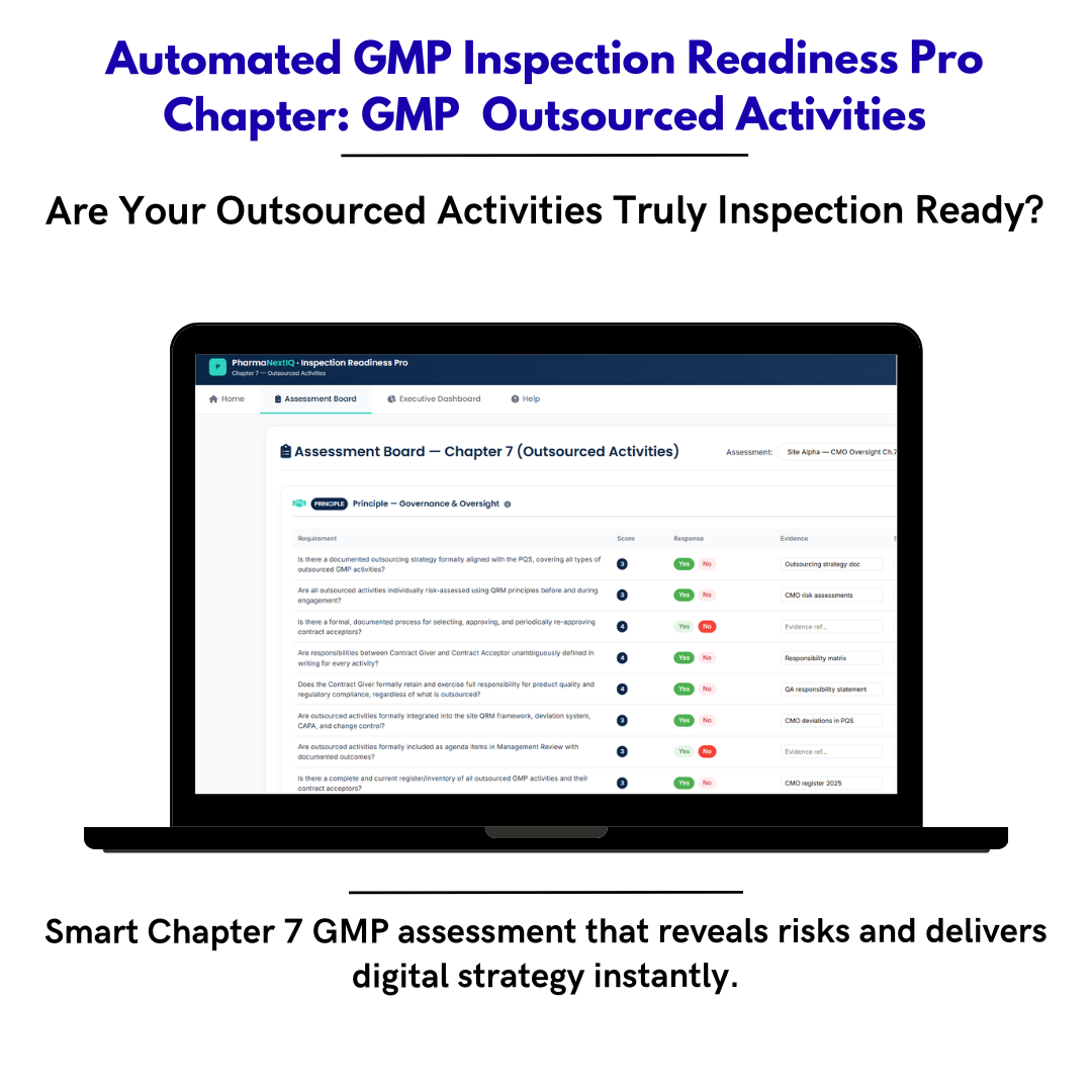 Inspection Readiness Chapter 7 — Outsourced Activities & Vendors GMP Self-Assessment Framework