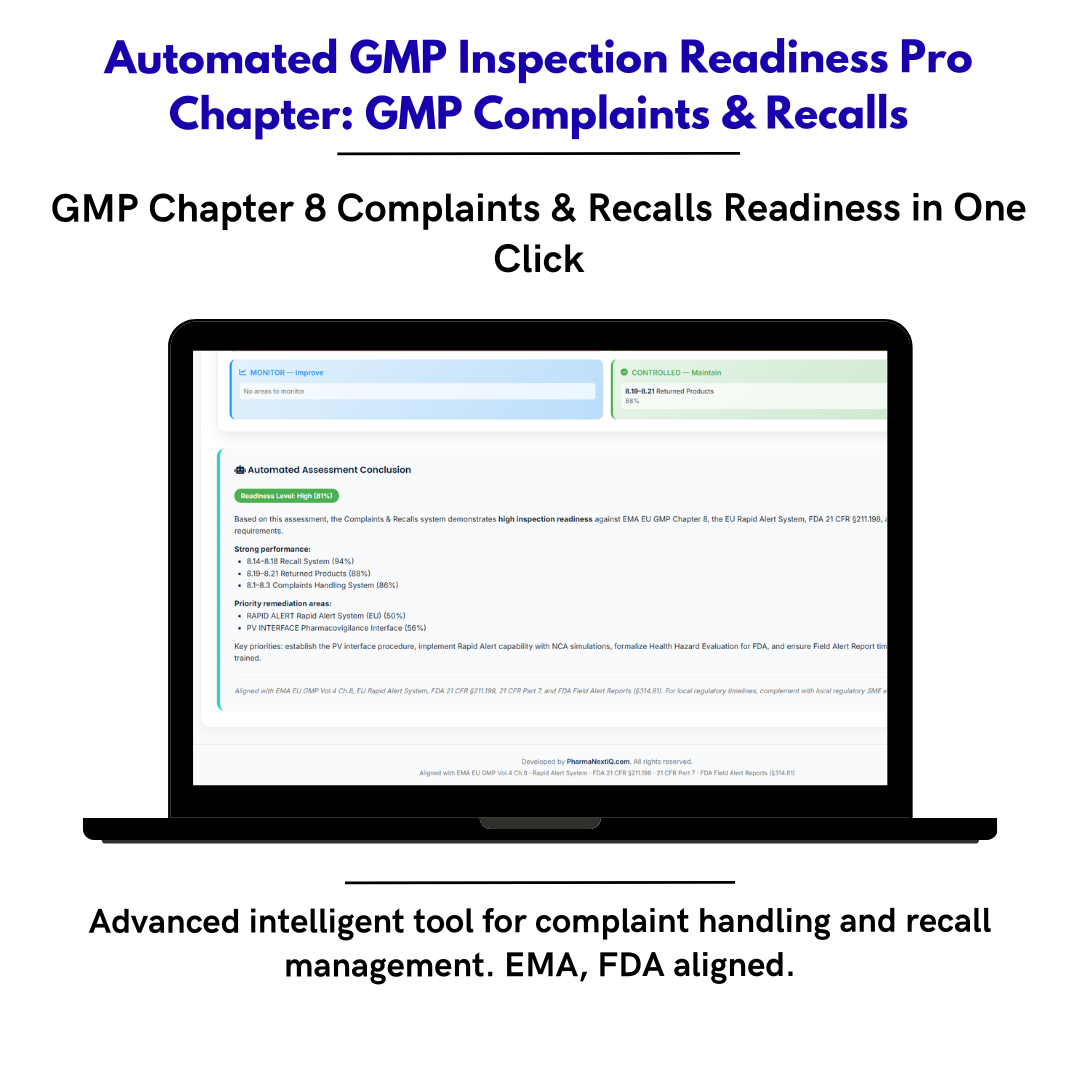 Inspection Readiness Chapter 8 — Complaints, Quality Defects & Recalls Self-Assessment Framework