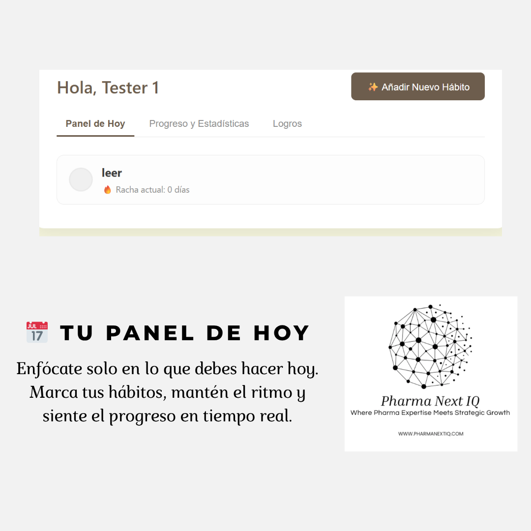 PharmaNextIQ Hábitos: El software para construir Habitos y rutinas que transforman tu vida
