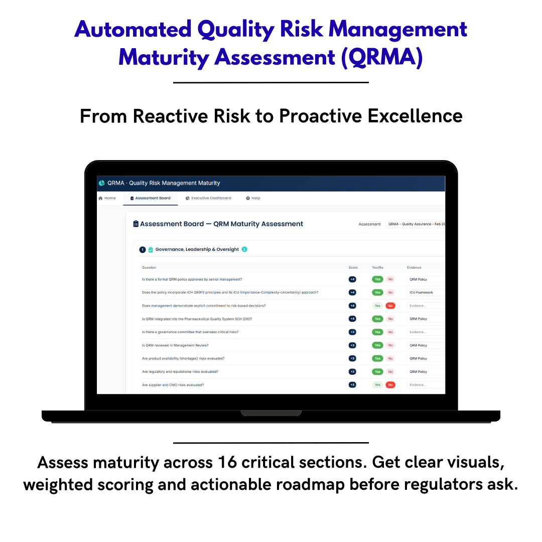 QRM Maturity Assessment (QRMA) – La única herramienta digital para medir y elevar la madurez real de tu sistema de Gestión de Riesgos de Calidad en la industria farmacéutica