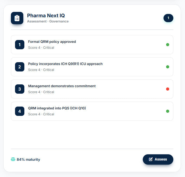 QRM Maturity Assessment (QRMA) – La única herramienta digital para medir y elevar la madurez real de tu sistema de Gestión de Riesgos de Calidad en la industria farmacéutica