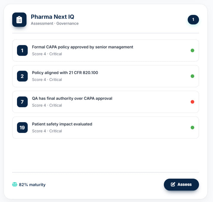 CAPA Maturity Assessment (CMA) – La única herramienta digital para medir y elevar la madurez real de tu sistema CAPA en la industria farmacéutica
