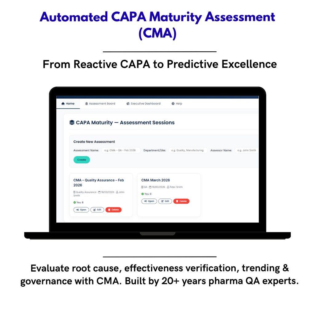 CAPA Maturity Assessment (CMA) – La única herramienta digital para medir y elevar la madurez real de tu sistema CAPA en la industria farmacéutica