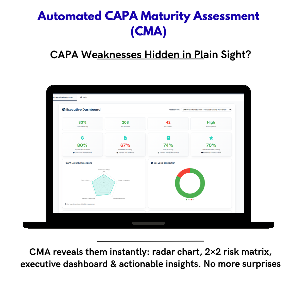 CAPA Maturity Assessment (CMA) – La única herramienta digital para medir y elevar la madurez real de tu sistema CAPA en la industria farmacéutica