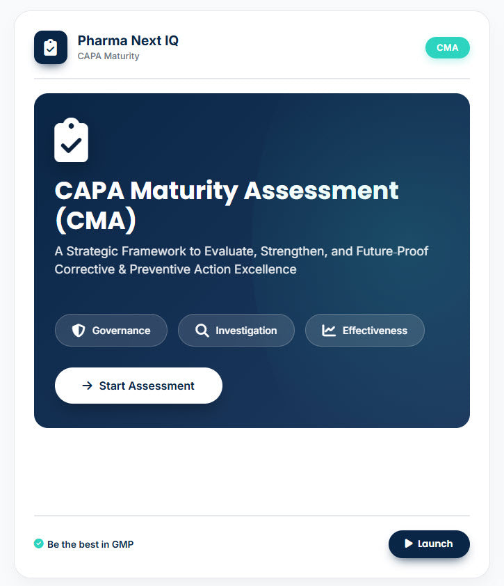 CAPA Maturity Assessment (CMA) – La única herramienta digital para medir y elevar la madurez real de tu sistema CAPA en la industria farmacéutica