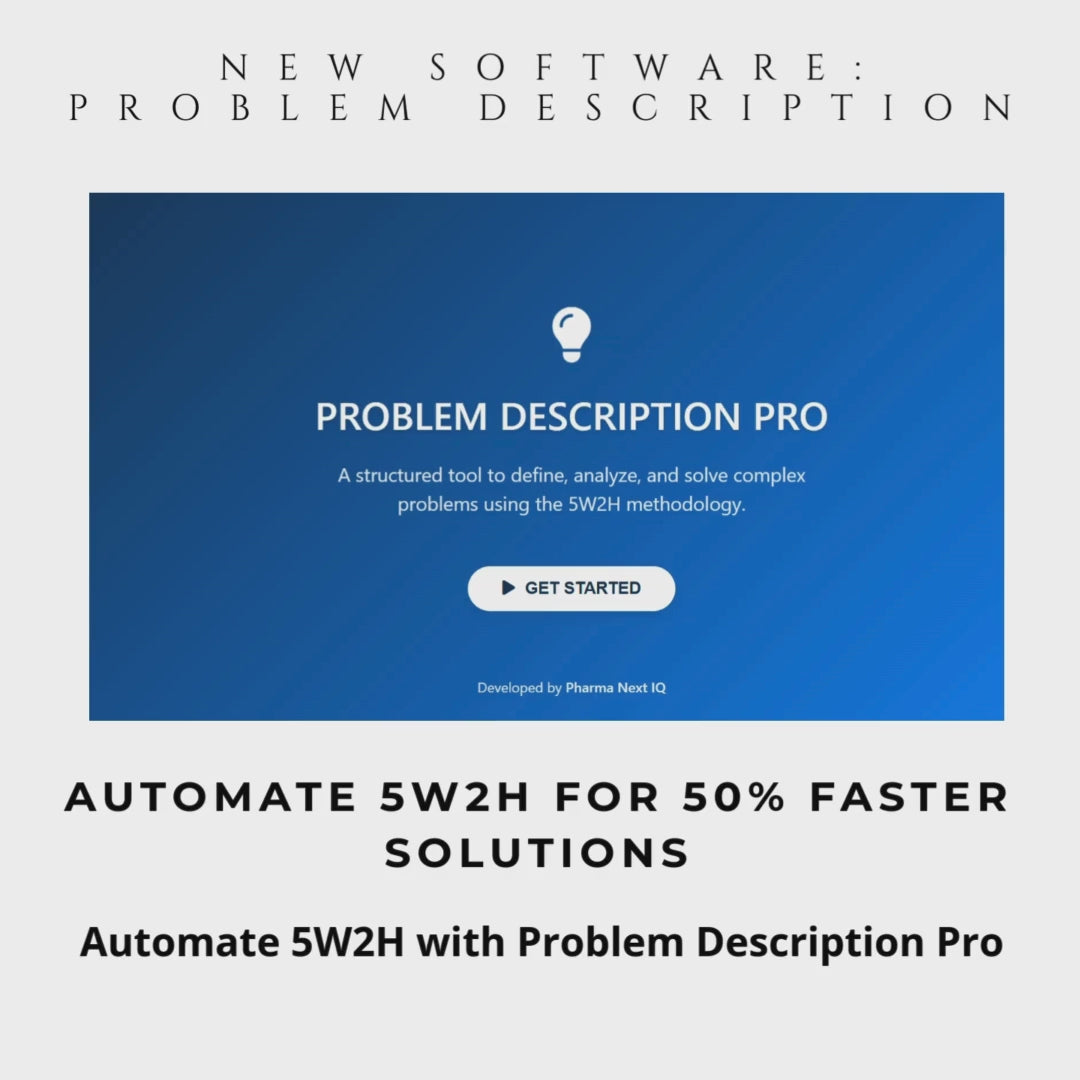 Problem Description Pro - 5W2H Investigation Tool for Pharma & Food Industries