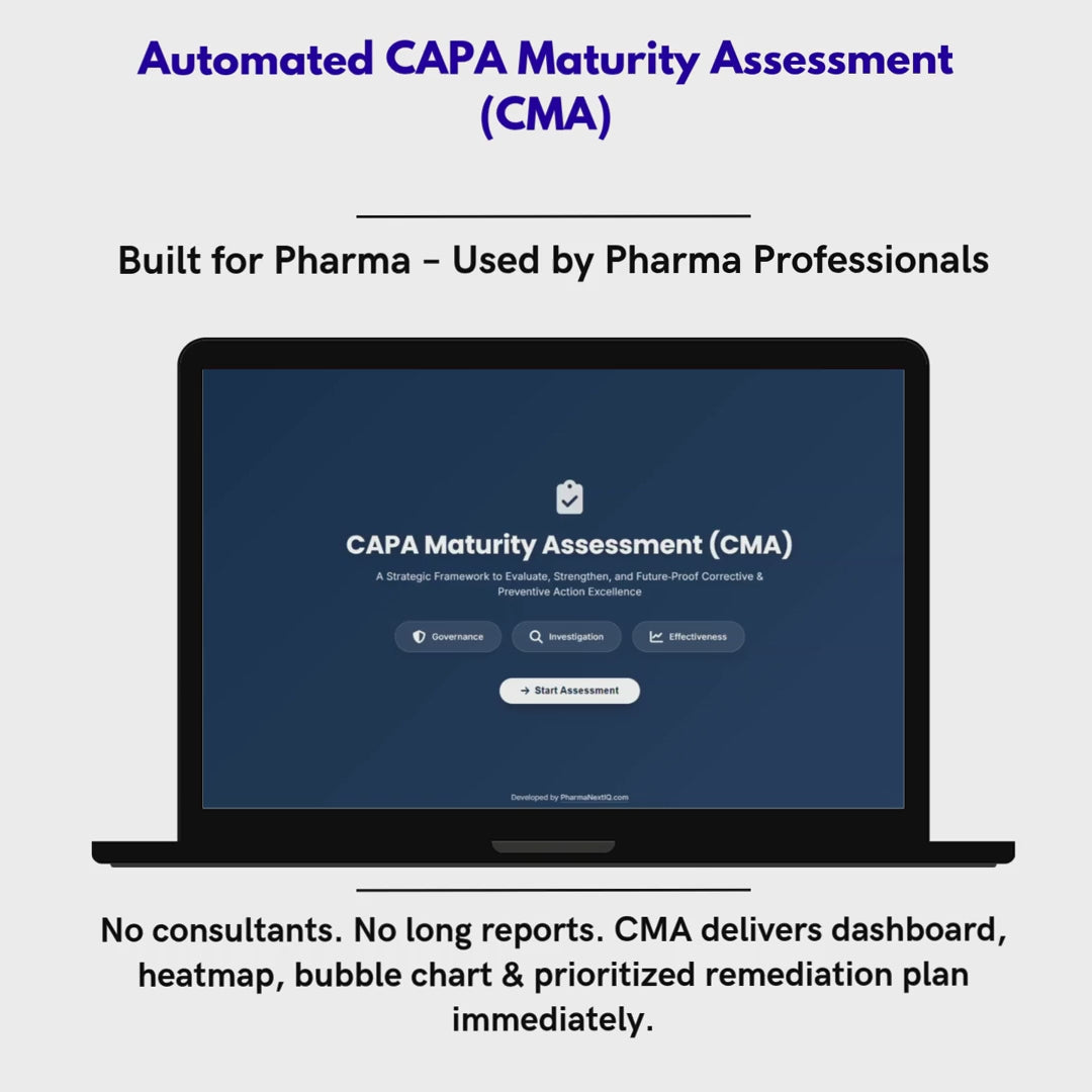 CAPA Maturity Assessment (CMA) – La única herramienta digital para medir y elevar la madurez real de tu sistema CAPA en la industria farmacéutica